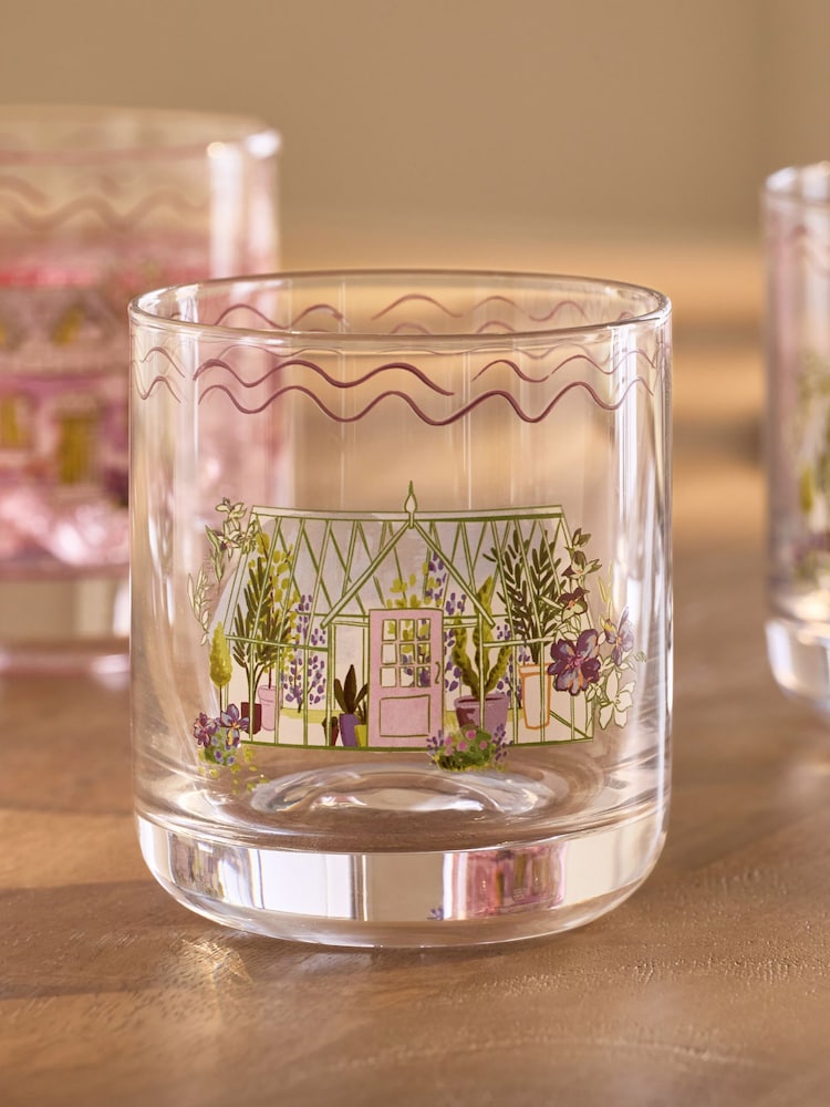 Set of 4 Purple Garden Houses Tumbler Glasses - Image 2 of 3