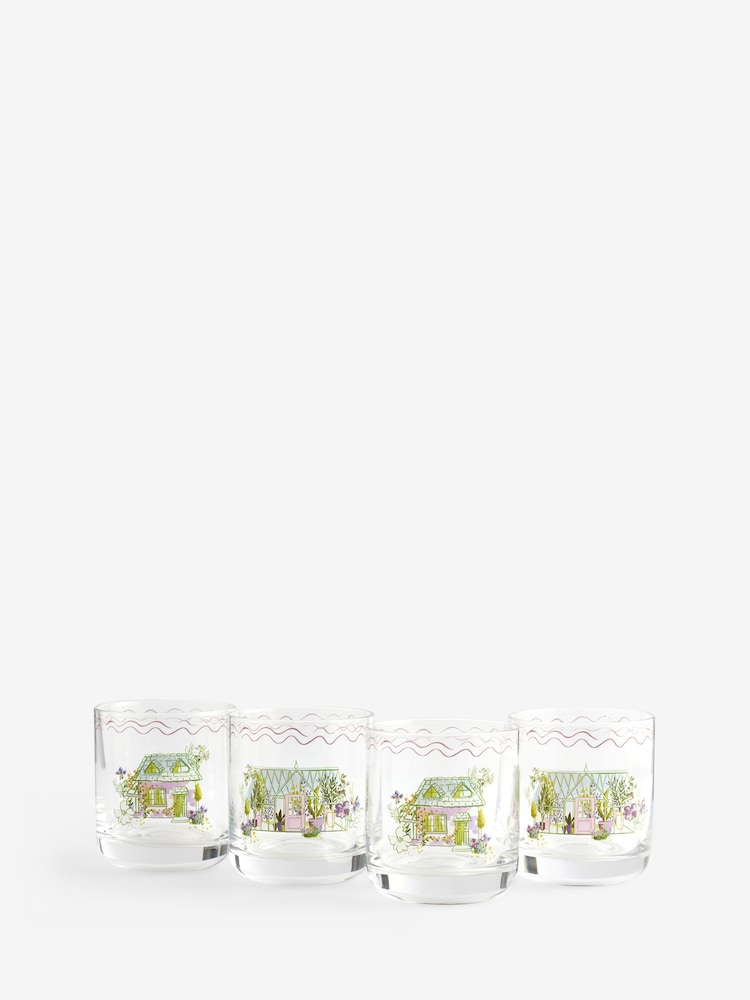 Set of 4 Purple Garden Houses Tumbler Glasses - Image 3 of 3