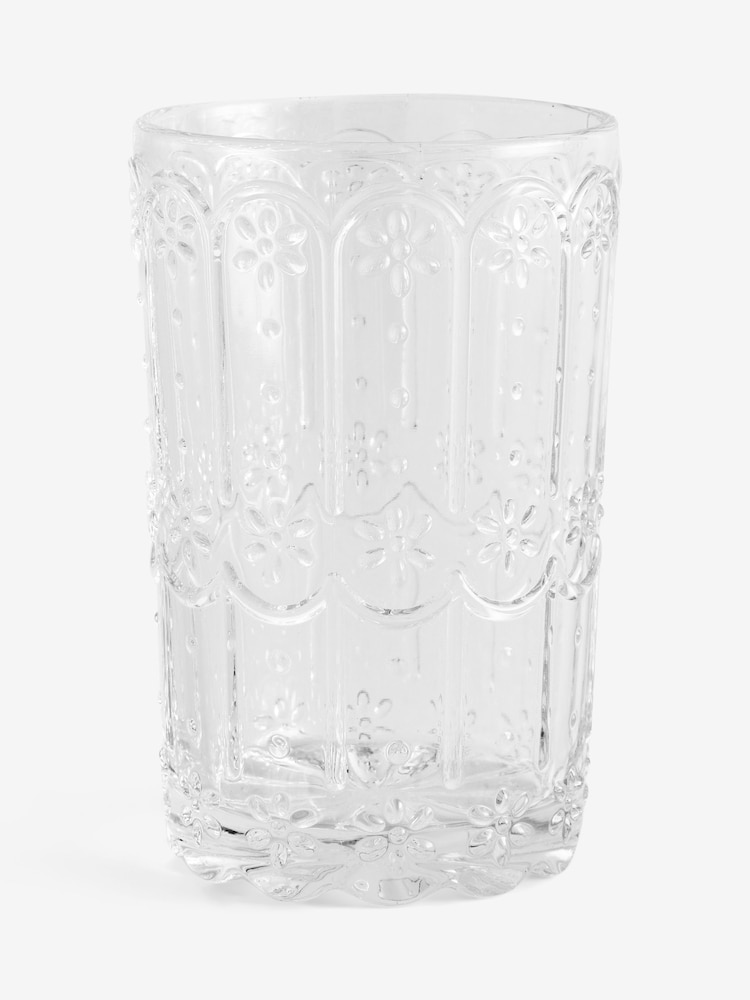 Set of 4 Clear Maisie Floral Tumbler Glasses - Image 1 of 1