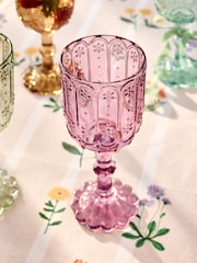 Set of 4 Multi Maisie Floral Pressed Wine Glasses - Image 2 of 4