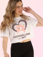 Brands In White Womens Squishmallows Howland Cow 100% Cotton Crop Top - Image 1 of 4