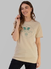 Brands In White Lotus Go Crazy Women Sand Boyfriend Fit T-Shirt - Image 1 of 4