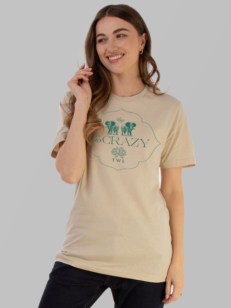 Brands In White Lotus Go Crazy Women Sand Boyfriend Fit T-Shirt - Image 1 of 4