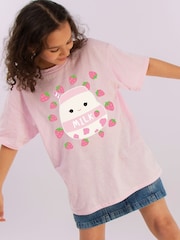 Brands In Pink Girls Squishmallows Amelie Strawberries 100% Cotton T-Shirt - Image 1 of 4