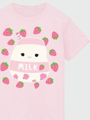 Brands In Pink Girls Squishmallows Amelie Strawberries 100% Cotton T-Shirt - Image 4 of 4