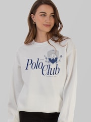 Brands In White Lotus Polo Club Women White Sweatshirt - Image 1 of 4