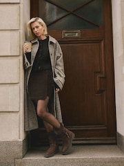 Chocolate Brown Extra Wide Fit Forever Comfort® Double Buckle Faux Fur Lined Ankle Boots - Image 9 of 9