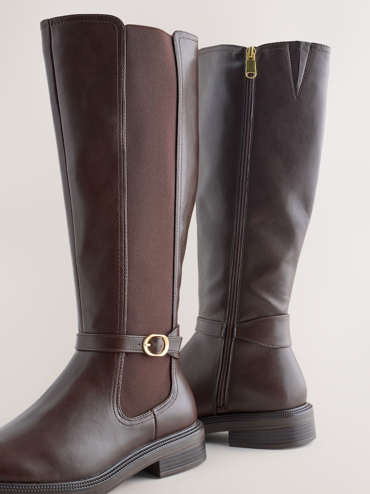 Chocolate Brown Extra Wide Fit Forever Comfort® Buckle Detail Riding Boots - Image 9 of 9 Chocolate Brown Extra Wide Fit Forever Comfort® Buckle Detail Riding Boots - Image 9 of 9