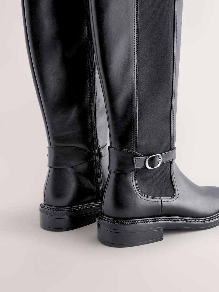 Black Extra Wide Fit Forever Comfort® Buckle Detail Riding Boots - Image 5 of 5 Black Extra Wide Fit Forever Comfort® Buckle Detail Riding Boots - Image 5 of 5