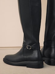Black Extra Wide Fit Forever Comfort® Buckle Detail Riding Boots - Image 6 of 11