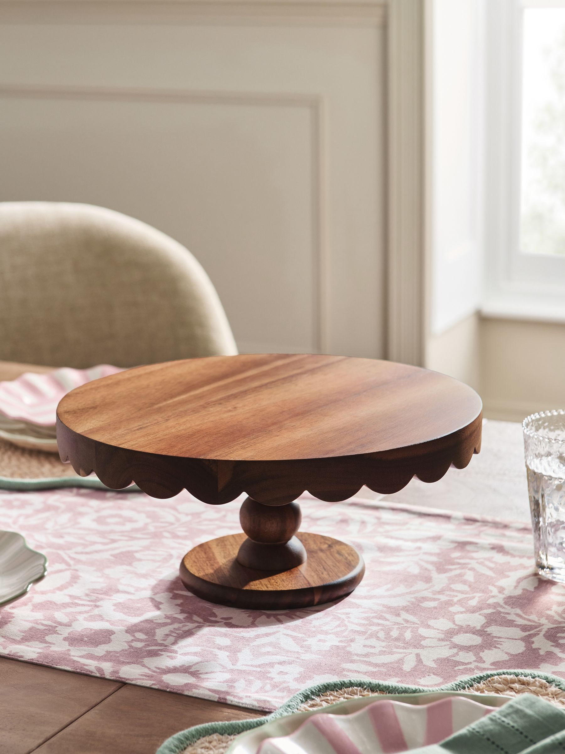 Buy Natural Wood Scalloped Edge Cake Stand from Next Singapore
