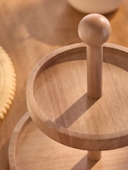Natural Wood Two Tier Serving Stand - Image 3 of 4