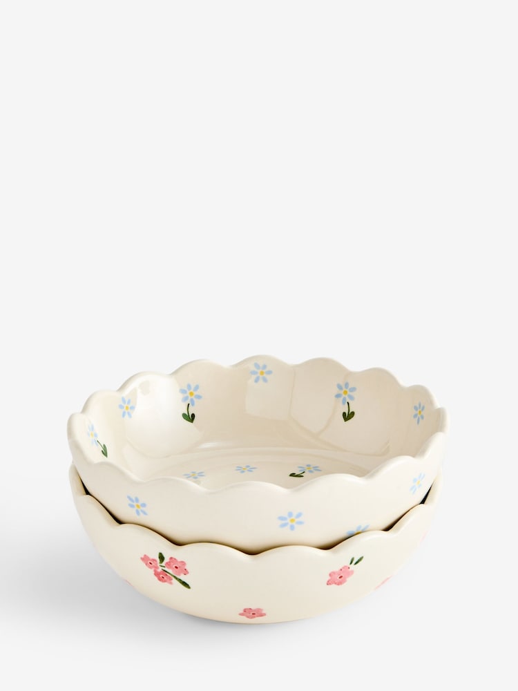 Set of 4 White Maisie Floral Stacking Nibble Bowls - Image 4 of 4