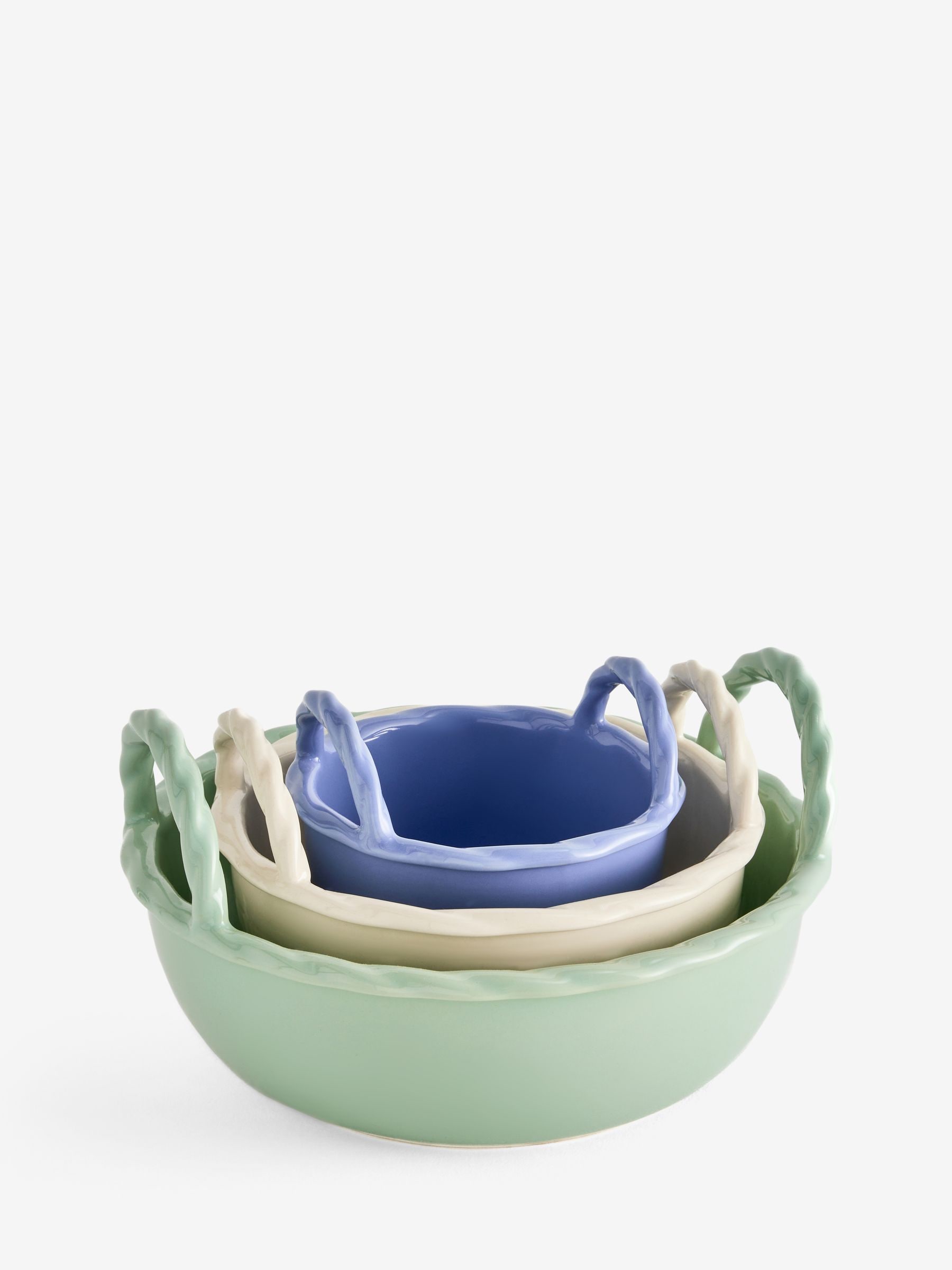 Buy Set of 3 Multi Nesting Braided Handle Nibble Bowls from the