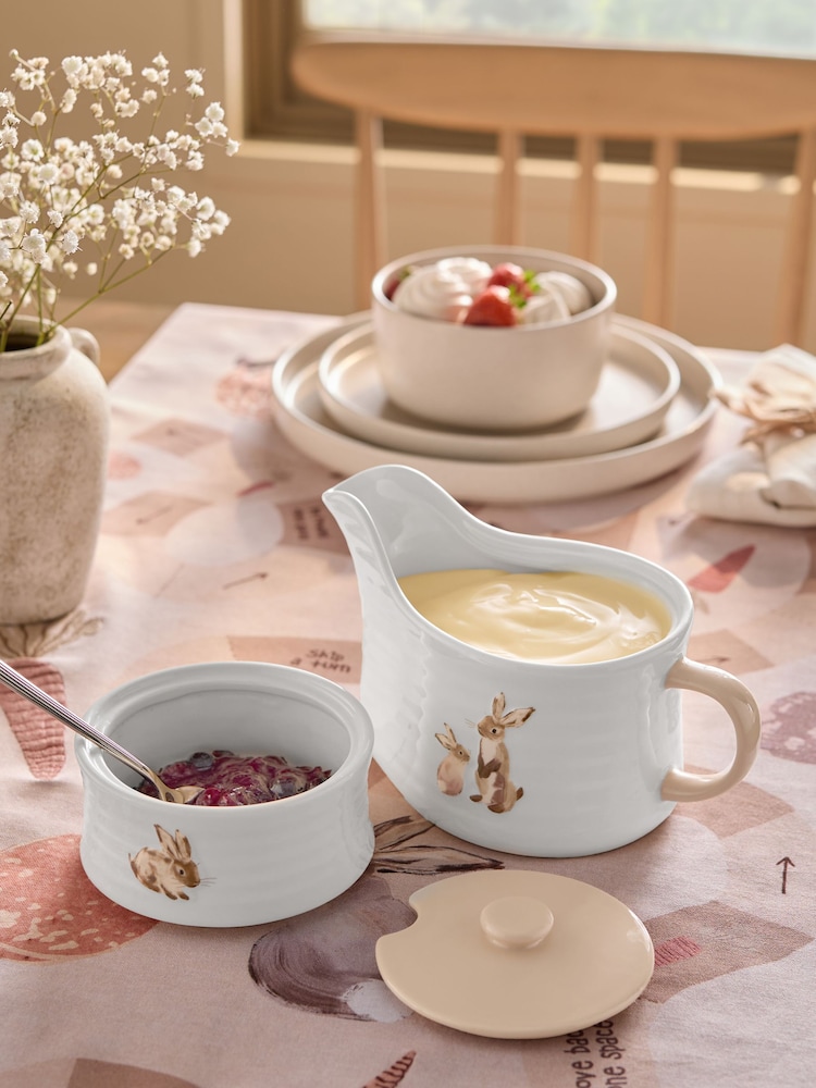 Natural Bunny Stacking Gravyboat and Condiment Pot - Image 1 of 5