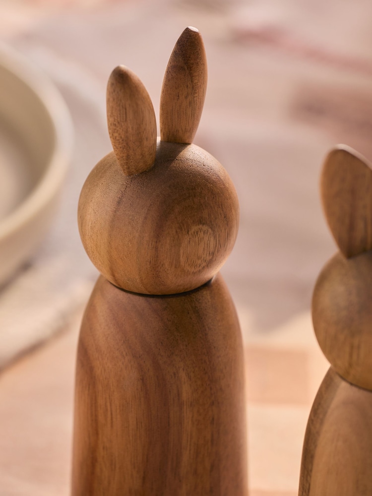 Set of 2 Natural Bunny Wood Salt and Pepper Grinders - Image 2 of 3