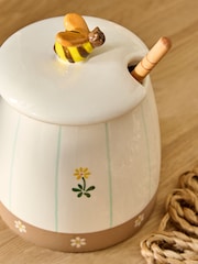 Natural Maisie Floral Print Honey Pot with Wooden Honey Drizzler - Image 3 of 4