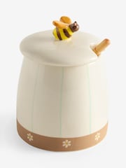 Natural Maisie Floral Print Honey Pot with Wooden Honey Drizzler - Image 4 of 4