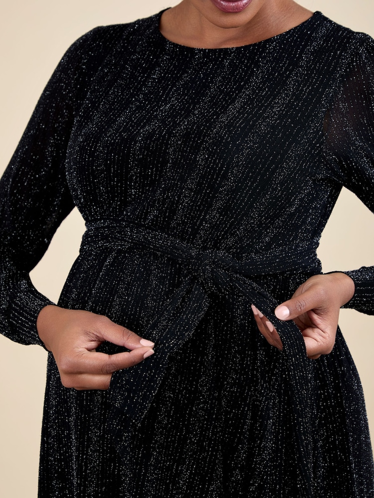 JoJo Maman Bébé Black Sparkle Maternity Mini Dress With Tie - Image 8 of 8 JoJo Maman Bébé Black Sparkle Maternity Mini Dress With Tie - Image 8 of 8