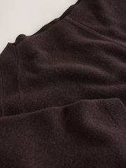 Chocolate Brown N. Premium Asymmetric Wool Blend Poncho with Containing Cashmere - Image 8 of 8