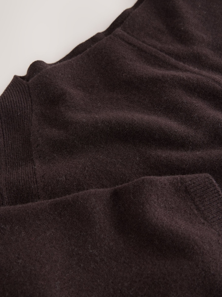 Chocolate Brown Asymmetric Wool Blend Poncho Containing Cashmere - Image 8 of 8 Chocolate Brown Asymmetric Wool Blend Poncho Containing Cashmere - Image 8 of 8