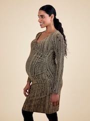 JoJo Maman Bébé Brown Maternity Wrap Sparkle Mini Dress - Image 7 of 8