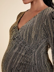 JoJo Maman Bébé Brown Maternity Wrap Sparkle Mini Dress - Image 8 of 8