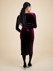 JoJo Maman Bébé Velvet Maternity Wrap Bodycon Midi Dress - Bild 3 von 5