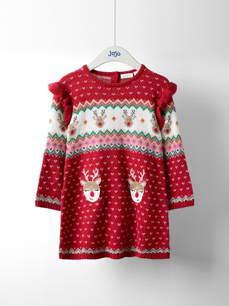 christmas reindeer mixed print knit long sleeve dress Margaux And Lexi Girls Christmas Hoodie Dress Size 4 NWT