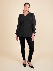 JoJo Maman Bébé Black Maternity Lace Trim Blouse - Image 4 of 5