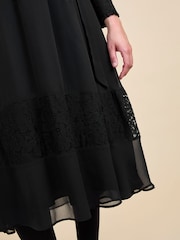 JoJo Maman Bébé Black Pleated Lace Hem Maternity Midi Dress - Image 6 of 6