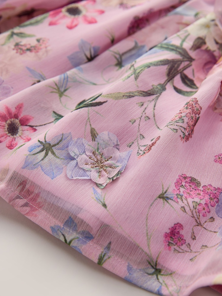 Lilac Purple Printed - 3D Flower Party Dress (3mths-8yrs) - Bild 8 von 8