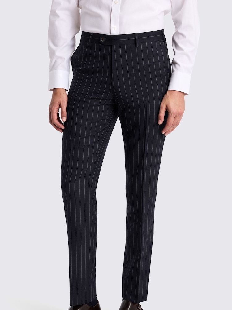 MOSS Blue Italian Tailored Fit Stripe Trousers - Image 1 of 3