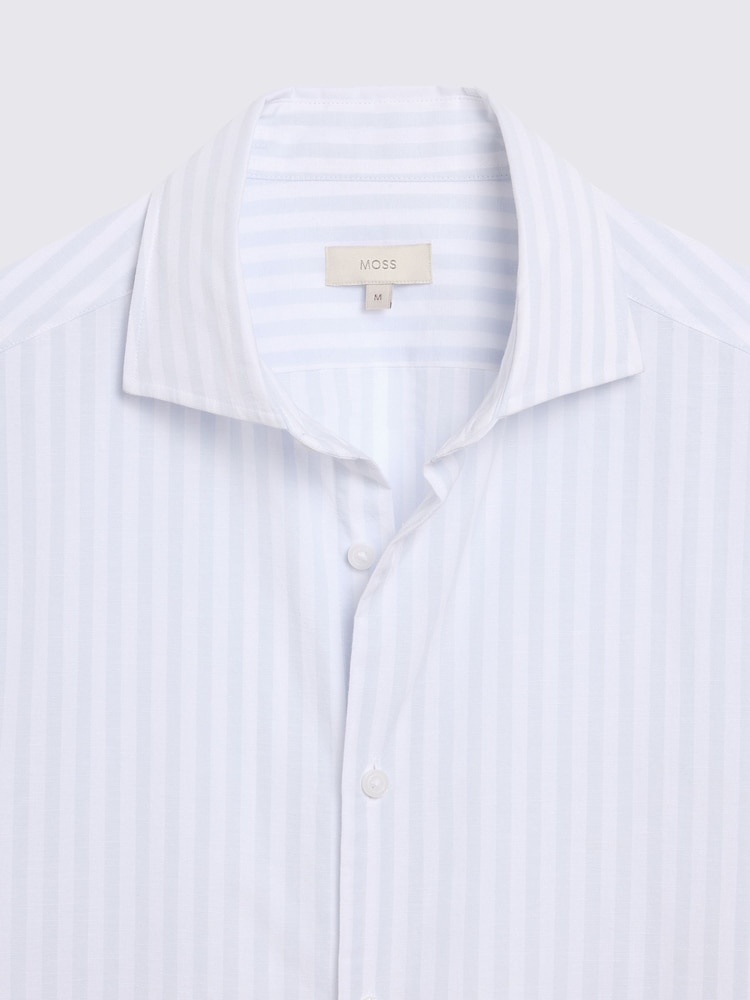 MOSS Blue Bengal Stripe Shirt - Image 6 of 6 MOSS Blue Bengal Stripe Shirt - Image 6 of 6