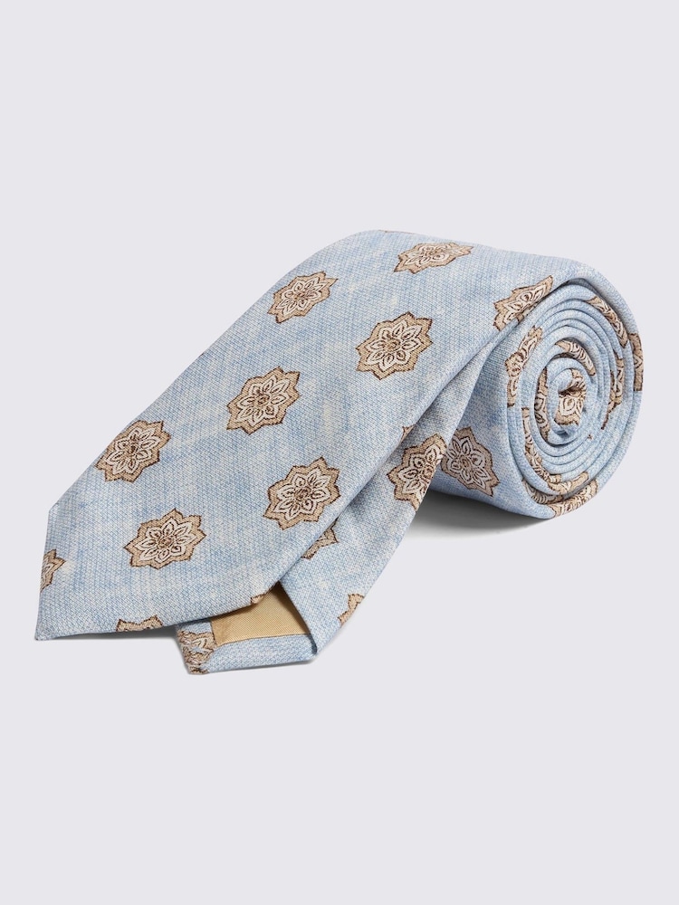 MOSS Blue Bottinelli Geometric Tie - Image 1 of 2