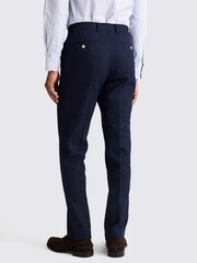 MOSS Blue Tailored Fit Matte Linen Trousers - Image 2 of 3