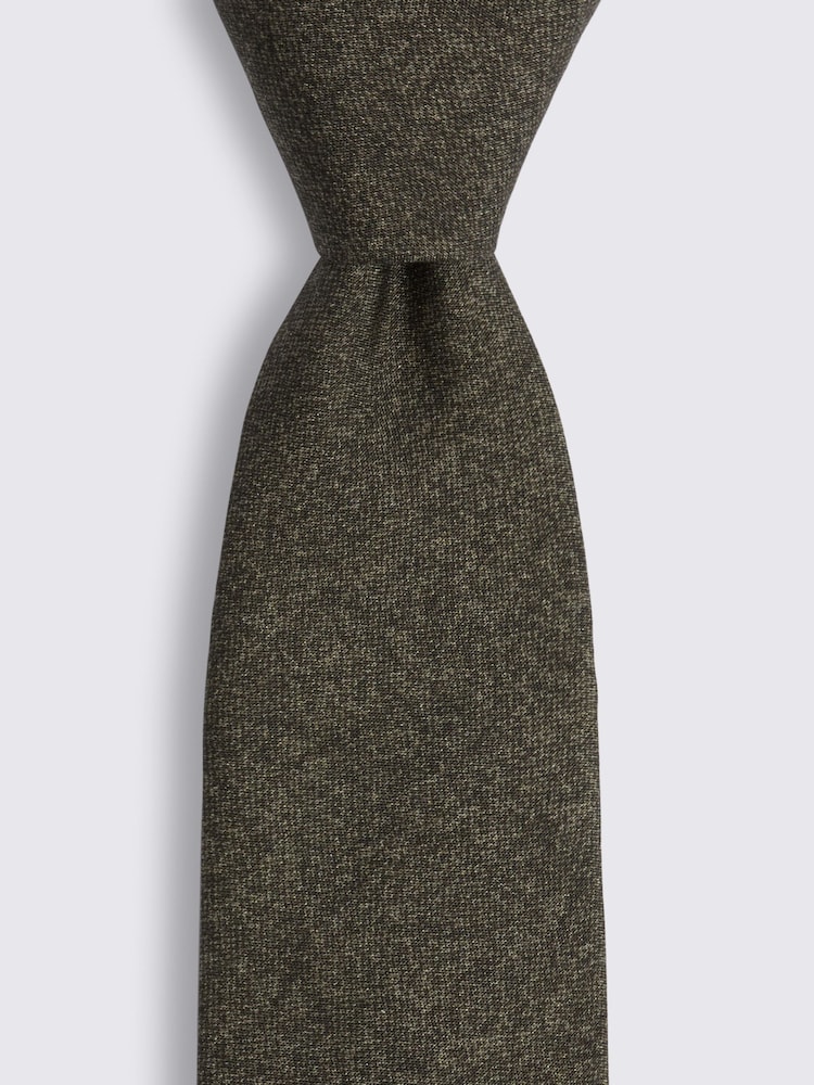 MOSS Green Bottinelli Silk Semi-Plain Tie - Image 2 of 2 MOSS Green Bottinelli Silk Semi-Plain Tie - Image 2 of 2