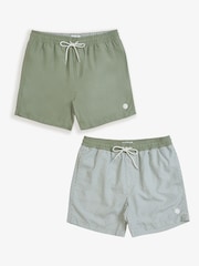 Threadbare Light Green Swim Shorts 2 Pack - Image 1 of 5