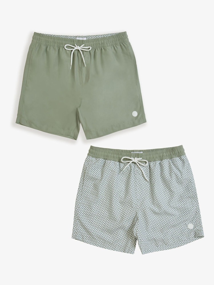 Threadbare Light Green Swim Shorts 2 Pack - Image 1 of 5