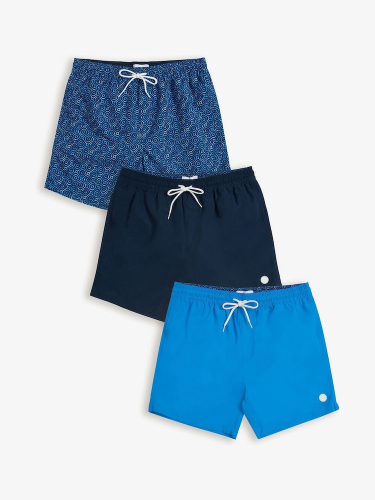 Threadbare Blue Swim Shorts 3 Pack - Image 1 of 5