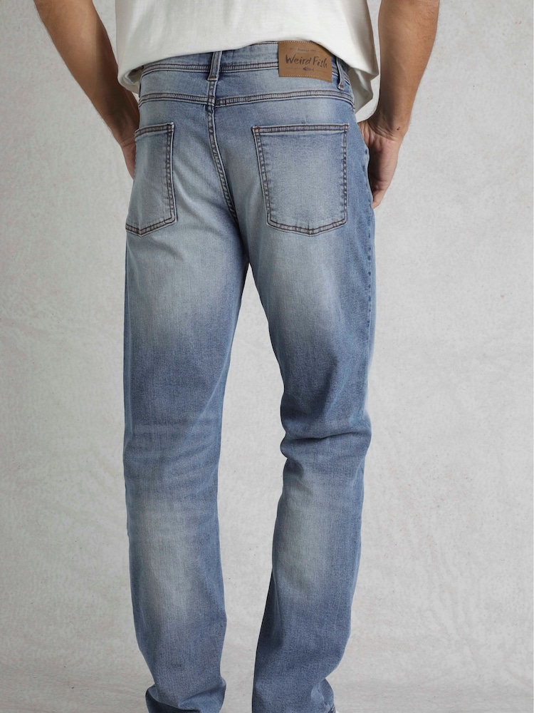 Weird Fish Blue Eddie Straight Comfort Stretch Denim Jeans - Image 3 of 9