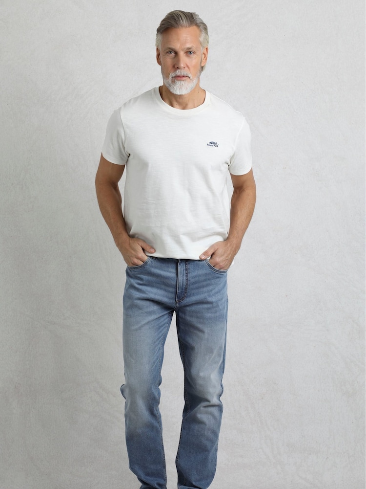 Weird Fish Blue Eddie Straight Comfort Stretch Denim Jeans - Image 4 of 9
