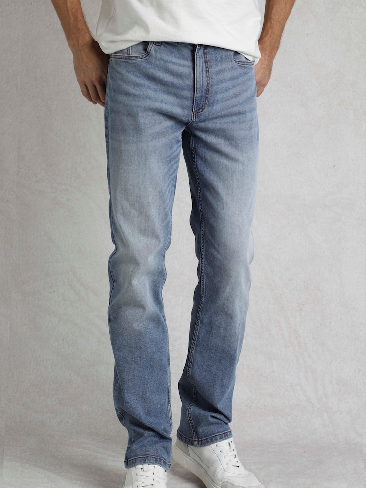 Weird Fish Blue Eddie Straight Comfort Stretch Denim Jeans - Image 5 of 9