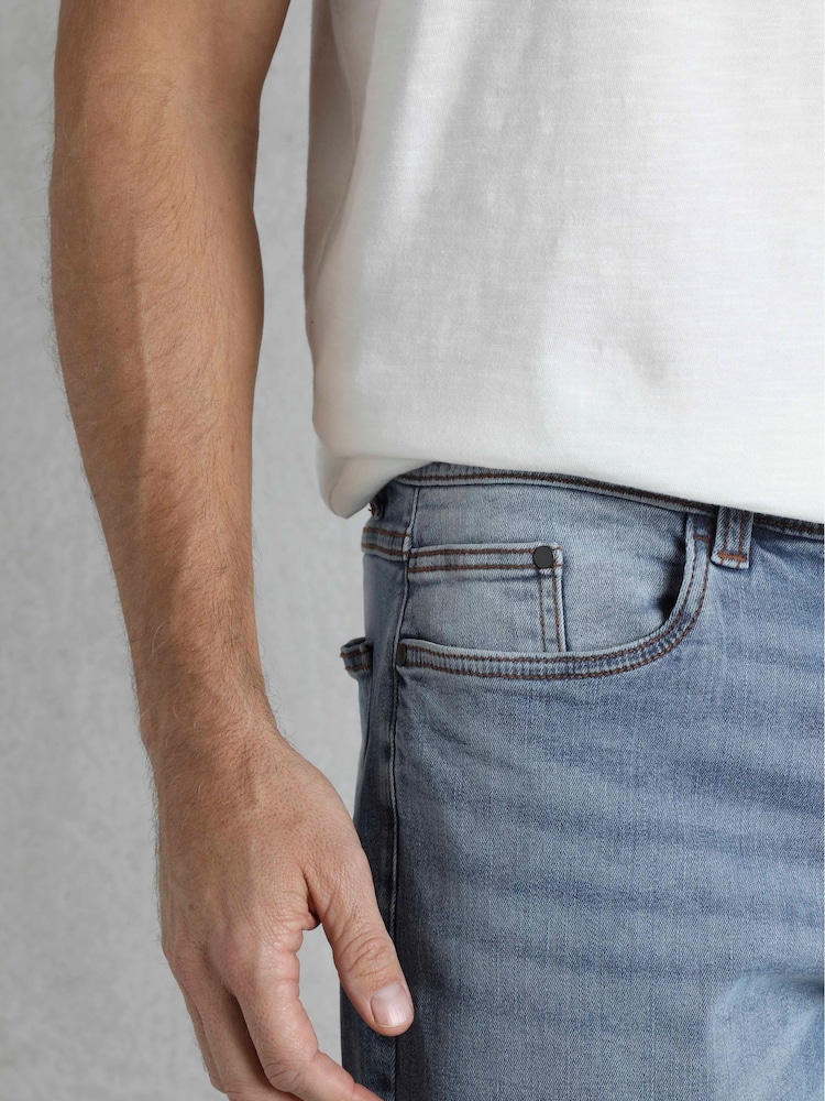 Weird Fish Blue Eddie Straight Comfort Stretch Denim Jeans - Image 6 of 9