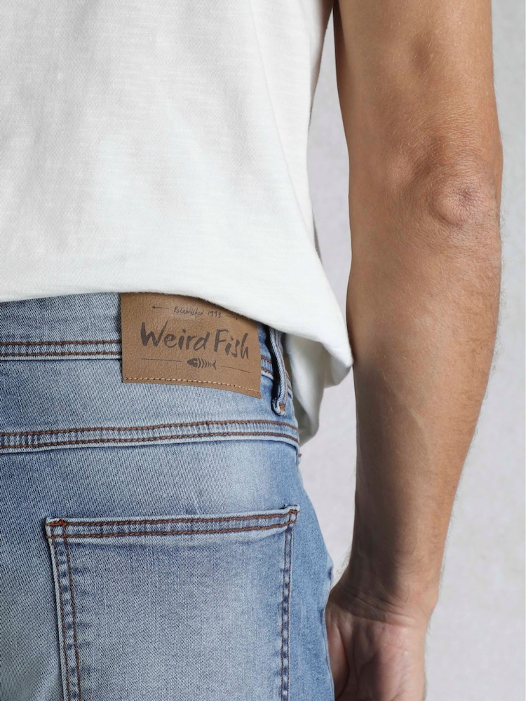 Weird Fish Blue Eddie Straight Comfort Stretch Denim Jeans - Image 7 of 9