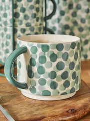 Set of 4 Sage Green Spot Stacking Mugs - Image 2 of 3