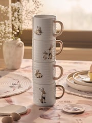 Set of 4 Natural Bunny Stacking Mugs - Image 2 of 4