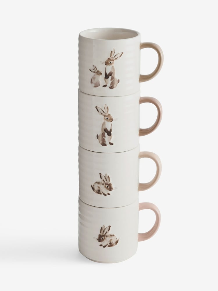 Set of 4 Natural Bunny Stacking Mugs - Image 4 of 4