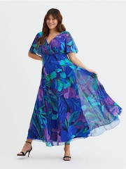 Scarlett & Jo BlueMidnight Curve Isabelle Angel Sleeve Maxi Dress - Image 1 of 4