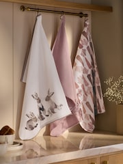 Set of 3 Easter Bunny Rabbit Tea Towels - Afbeelding 1 van 4